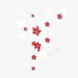 红色星光小花瓣背景装饰素材