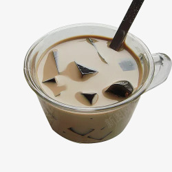 咖啡杯装仙草奶茶素材