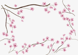 粉红浪漫樱花边框素材