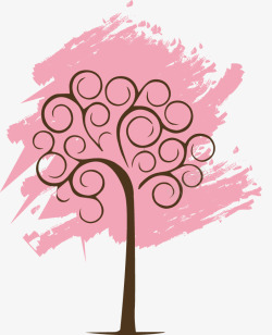 卡通手绘粉色的樱花树矢量图素材
