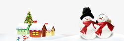 冬日雪人冬季卡通唯美雪景插画高清图片