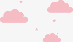 红色的云可爱卡通粉红色的云朵和星星矢量图高清图片