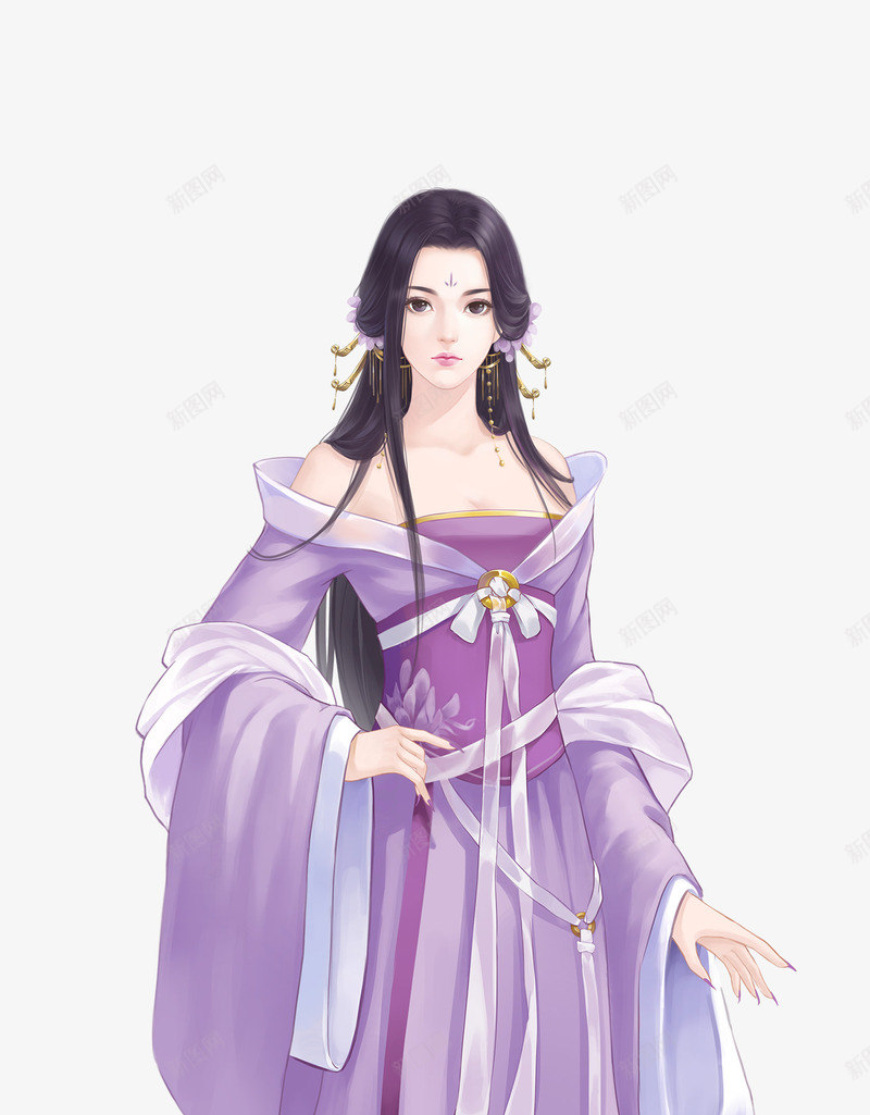 古风手绘紫衣妖娆美女png免抠素材_88icon https://88icon.com 古风 妖娆 美女