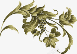 合成复古手绘百合花卉植物素材