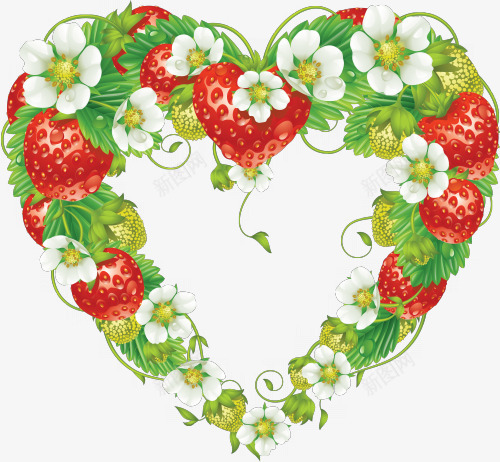 手绘心形草莓花环png免抠素材_88icon https://88icon.com 手绘 水果 草莓 装饰 边框 食物