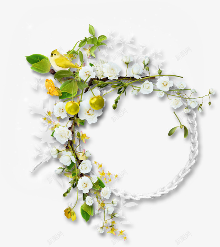 白色花环创意植物png免抠素材_88icon https://88icon.com 创意 植物 白色 花环