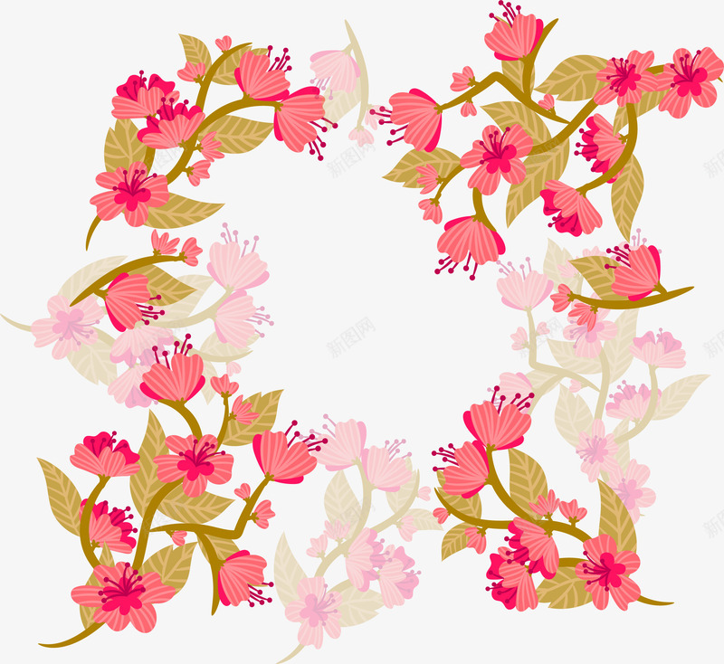 卡通手绘春天花朵装饰矢量图ai免抠素材_88icon https://88icon.com 春天 春天来了 春天绿植花枝 春天花朵 树枝 桃花 植物 樱花 绿植 花卉 花朵 花瓣 矢量图