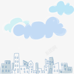 简笔城市云朵背景素材