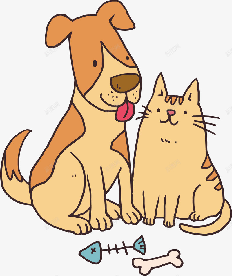 卡通猫狗矢量图ai免抠素材_88icon https://88icon.com 动物 动物插画 卡通 卡通动物 可爱动物 小动物 猫狗 矢量图