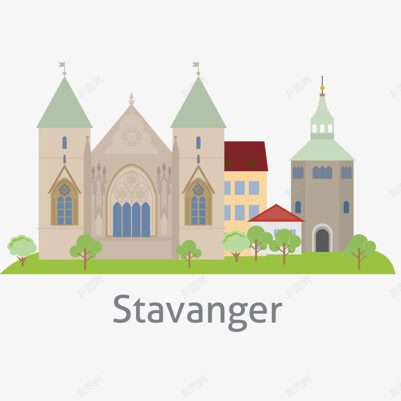 stavanger挪威城市卡通建筑png免抠素材_88icon https://88icon.com 卡通 学习 建筑