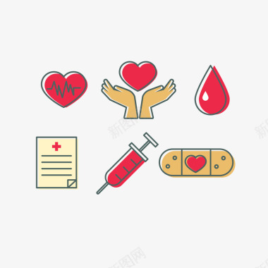 简约卡通献血相关图标图标