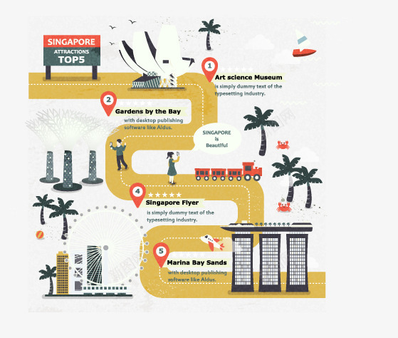 新加坡黄色城市街道和建筑矢量图eps免抠素材_88icon https://88icon.com 城市旅游 新加坡 装饰 矢量图
