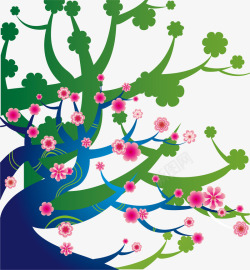 卡通樱花树与樱花素材