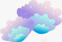 蓝紫色手绘卡通白云素材