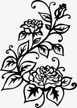 手绘花卉线条图标图标