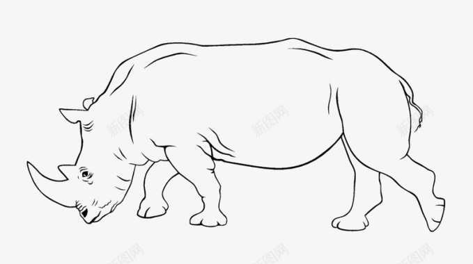 黑色线条犀牛犀牛角线稿图标图标