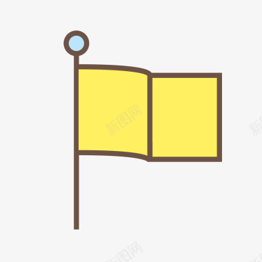 手绘线画黄色手绘旗帜元素矢量图图标图标