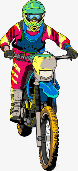 骑行运动员野外摩托车比赛矢量图高清图片