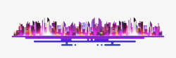 紫色红色城市剪影素材
