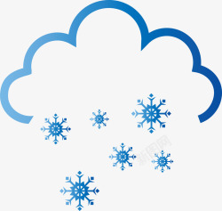 天气预报符号蓝色下雪天气符号矢量图高清图片