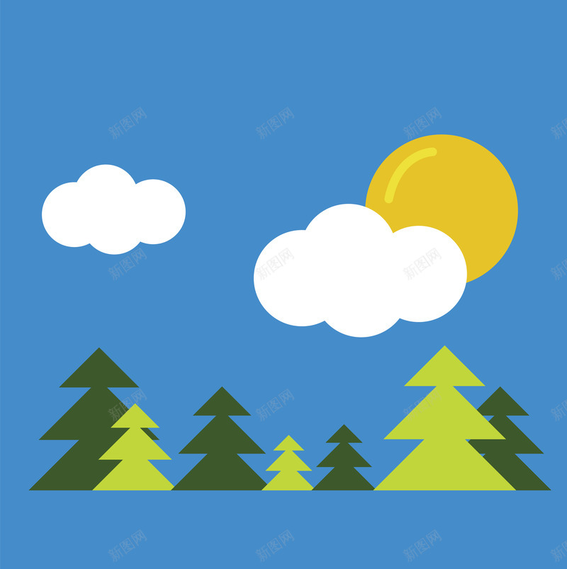 简约森林白云太阳可用于插图矢量图ai免抠素材_88icon https://88icon.com 太阳 森林 白云 简约风 矢量图