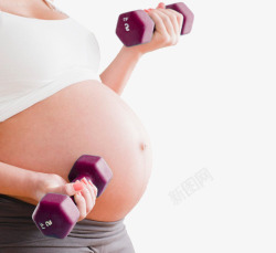 孕期孕妇孕妈妈哑铃健身高清图片