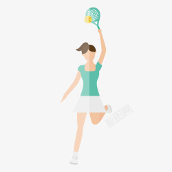 青春活力的女学生在打网球矢量图素材