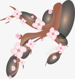 樱花树枝手绘素材