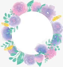 粉花环浪漫粉紫色花朵边框矢量图高清图片