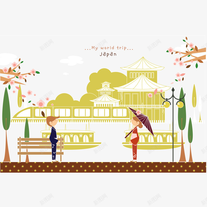 城市生活插画矢量图ai免抠素材_88icon https://88icon.com 女性 日本 服装 男性 黄色 矢量图