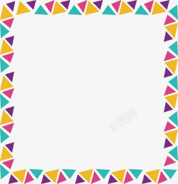彩色三角拼图边框矢量图素材