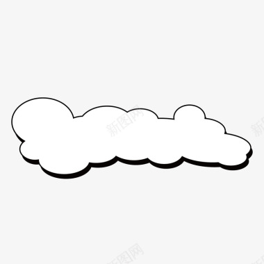 线性白云手绘白云矢量图图标图标
