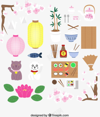 日本樱花彩色日本元素图标图标