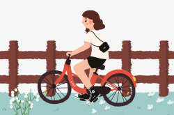 春暖花开去旅行骑着自行车的美女旅行郊游高清图片
