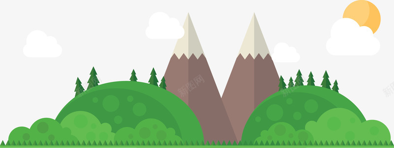 绿草高山矢量图ai免抠素材_88icon https://88icon.com 云淡风轻 白云 绿草 自然风景 高山 高山白云 矢量图