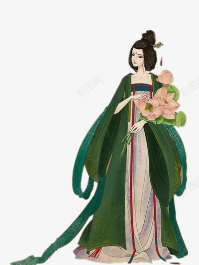 手绘古代宫廷美女png免抠素材_88icon https://88icon.com 手绘 插画 装饰