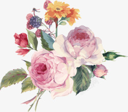 水墨水彩植物花卉装饰矢量图素材