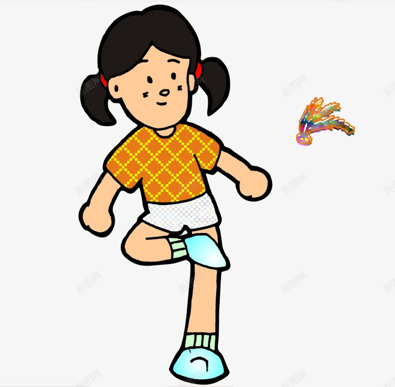 踢毽子的小女孩卡通画png免抠素材_88icon https://88icon.com 卡通画 小女孩 踢毽子 运动