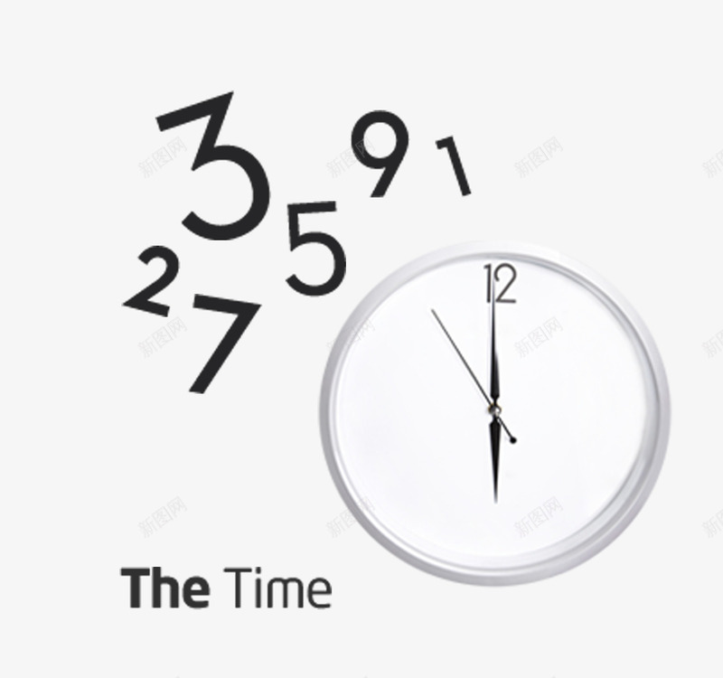 简洁的挂钟png免抠素材_88icon https://88icon.com 挂饰 数字 时针 秒针 英文