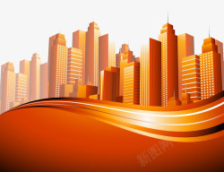 橙色城市建筑素材