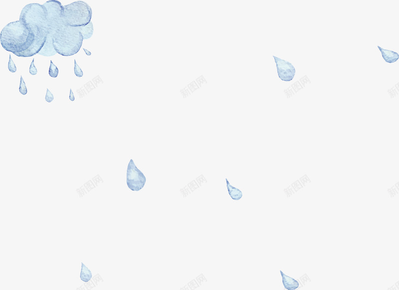 手绘云朵雨滴png免抠素材_88icon https://88icon.com 云朵 手绘 雨滴