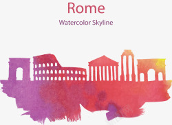 粉红色罗马城市剪影矢量图素材