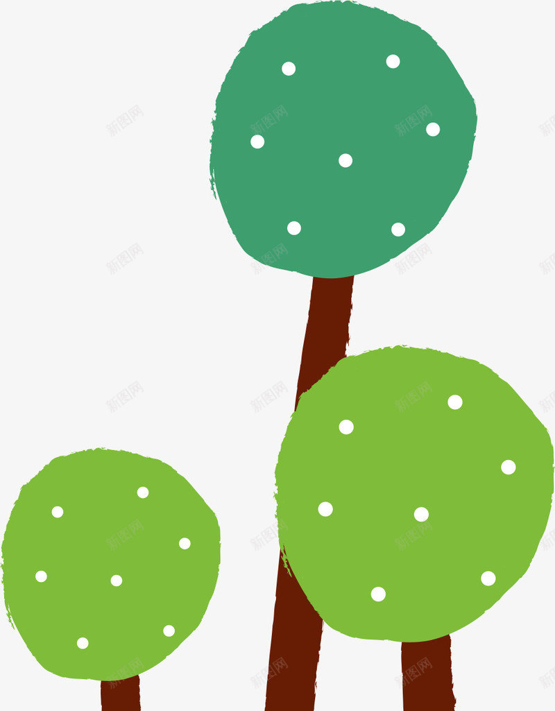 绿色树木png免抠素材_88icon https://88icon.com 卡通 圆点 大树 手绘 树 树木 绿树 绿色