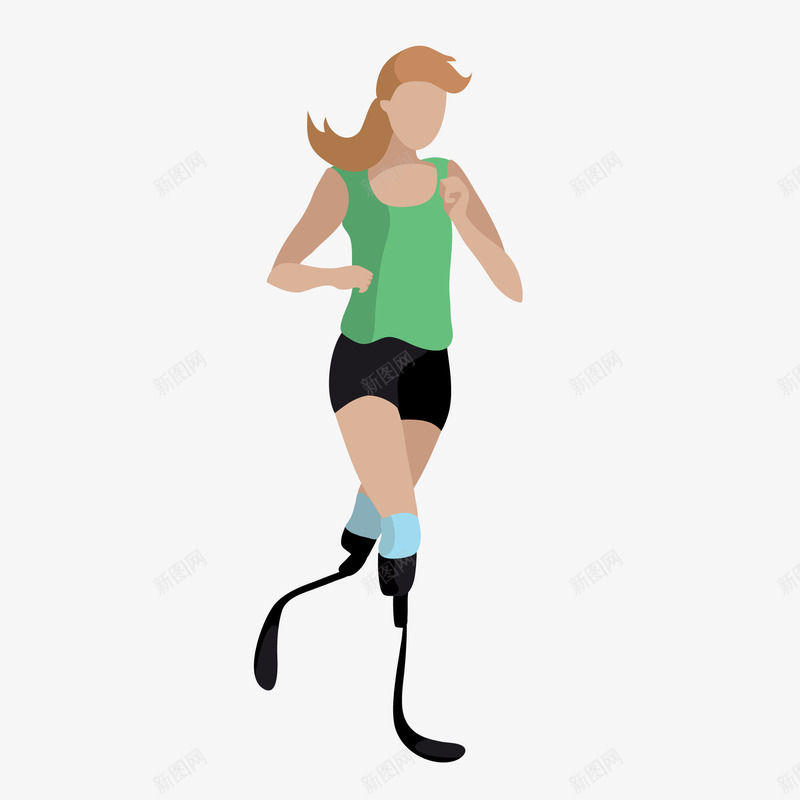 戴着假肢跑步的人物矢量图ai免抠素材_88icon https://88icon.com 乐观 乐观向上 人物设计 假肢 断脚 残疾人 矢量图 身残志坚 运动