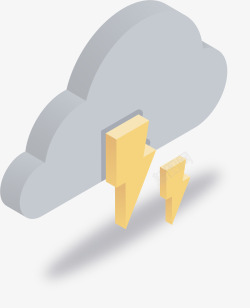 卡通版立体的云朵和闪电素材