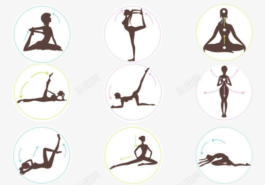 运动人物瑜伽动作图标图标