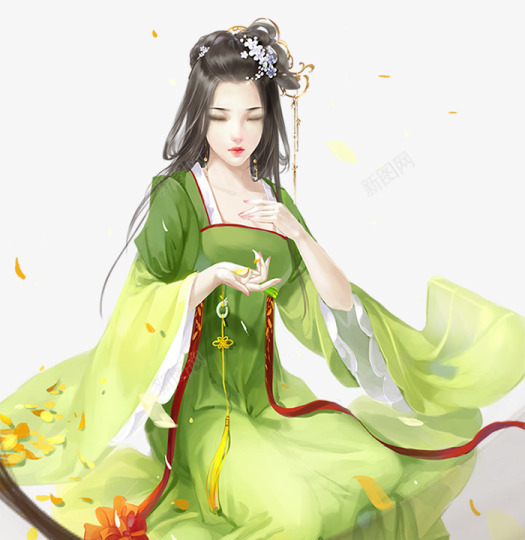 绿色清新服饰古风美女png免抠素材_88icon https://88icon.com 古风 服饰 清新 绿色 美女