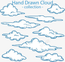手绘天空中的云朵素材