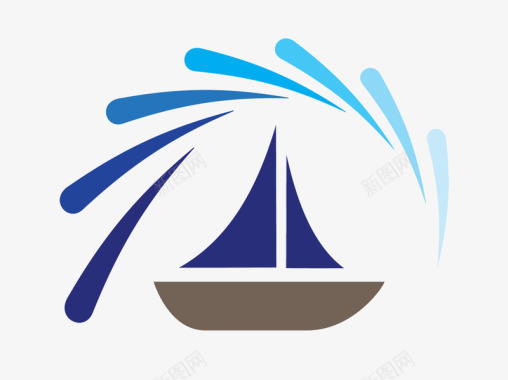 简洁海中小船logo图标图标