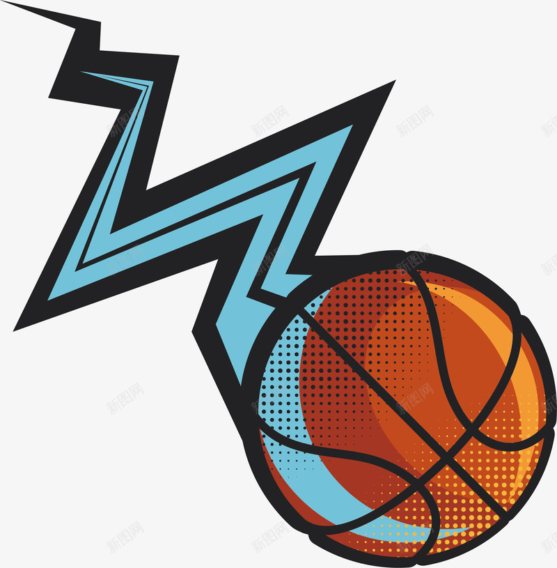 手绘篮球png免抠素材_88icon https://88icon.com 手绘 斑点 斑纹 篮球 蓝色闪电 运动器材